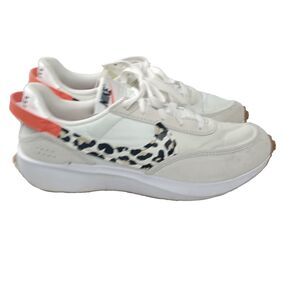 Nike Waffle Debut Shoes Women's Size 8 Sneakers White Team Orange Leopard